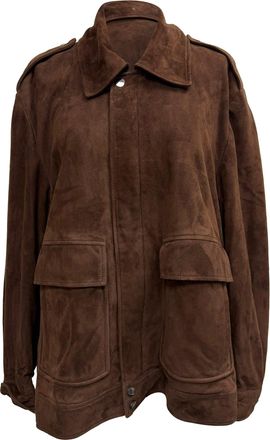 Nour Hammour Drey Field Jacket in Brown Suede