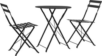 vidaXL Mesa Y Sillas Bistr&oacute; De Jard&iacute;n 3 Piezas Acero Negro Vidaxl