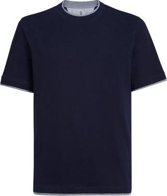 Brunello Cucinelli T-shirt with faux-layering in Cobalt at Nordstrom, Size Xxx-Large Eu