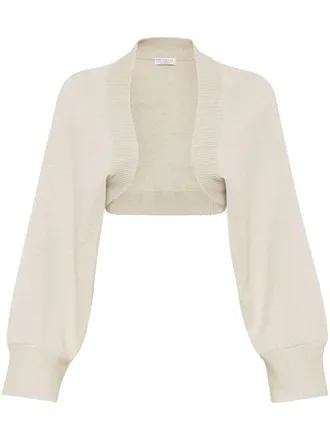 Brunello Cucinelli cashmere-blend cropped cardigan - Neutrals