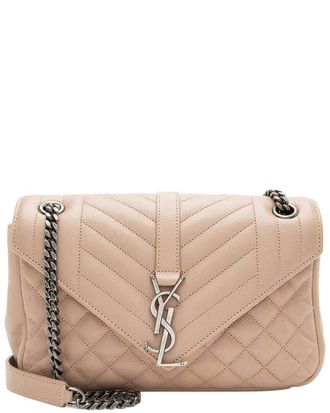 Saint Laurent Beige Mixed Matelasse Calfskin Monogram Soft Medium Shoulder Bag (Authentic Pre-Loved)