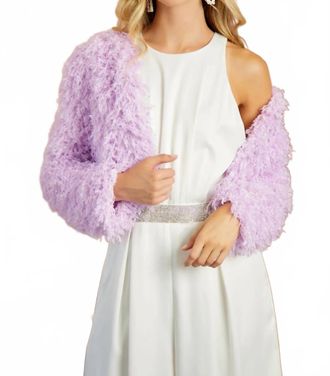Mustard Seed Faux Fur Crop Jacket In Purple