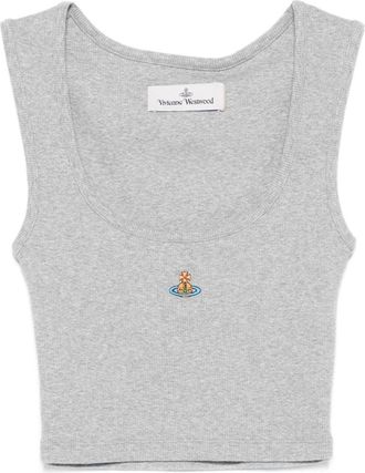 Vivienne Westwood Grey Ribbed Scoop Neck Orb Top