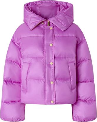 Pinko Paarse Technische Stof Hoodie Jas - Dames - Winterjassen - Paars - S - Nylon - Jassen