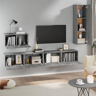 Berkfield Home Classic 4 Piece TV Cabinet Set Grey Sonoma Engineered Wood