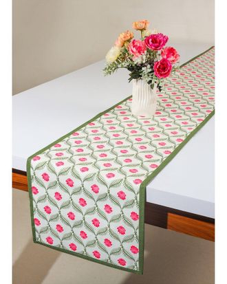 Tiramisu Lotus Garden Block Print Table Runner