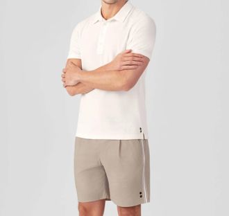 Ron Dorff Cotton Terry Polo With Piqu&eacute; Collar In Off White