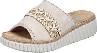Rieker Pantolette RIEKER, Damen, Gr. 36, beige (creme), Lederimitat, Schuhe Pantolette, Sommerschuh, Strandschuh, Urlaubschuh, Hausschuh mit softer Innensohl