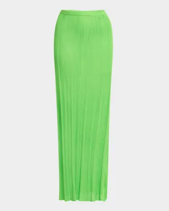 Gabriela Hearst Daniella Plisse Silk Knit Maxi Skirt