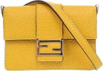 Fendi Pre-owned Mini Bags, female, Yellow, Size: ONE SIZE Pre-owned Flat Baguette