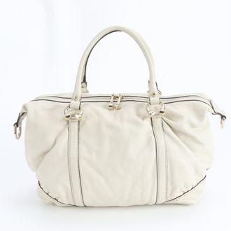 Gucci Off-White Leather Handbag Tote Bag (Pre-Owned)