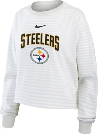 Nike Pittsburgh Steelers Primetime Nike Womens Cropped Long-Sleeve T-Shirt in White | 05KV0CEB7L-PFN