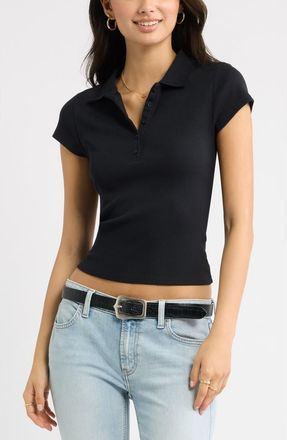 BP. Stretch Cotton Rib Polo in Black at Nordstrom, Size Xx-Small