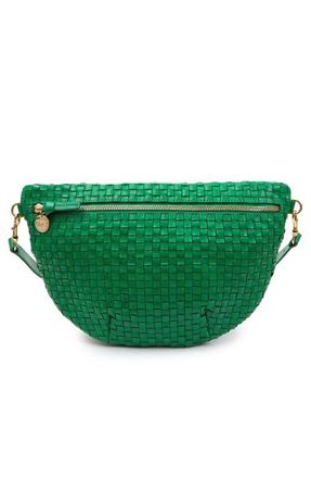 Clare Vivier Grande Woven Leather Belt Bag in Grass Woven Checker at Nordstrom