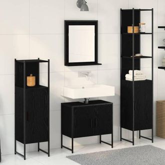 vidaXL Juego De Muebles De Ba&ntilde;o 4 Pcs Negro 33 X 33 X 185.5 Cm Vidaxl