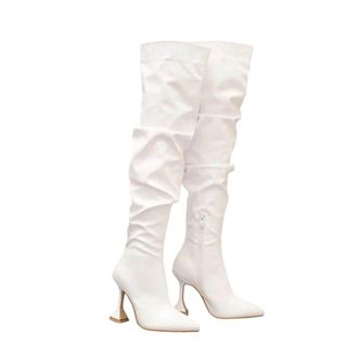 Generic Womens Winter Stiletto Pointed Toe Heeled Knee Boots Heel Side Zipper Thigh Booties
