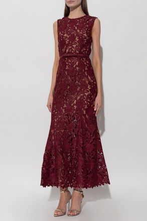 Self Portrait Lace Dress, Womens, Burgundy