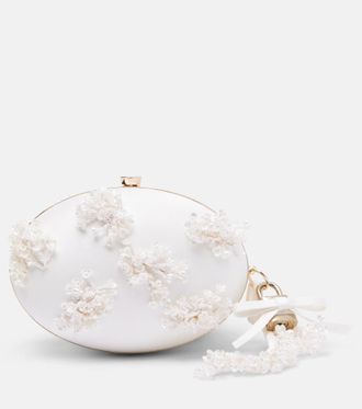 Self Portrait Oval Small embellished satin clutch