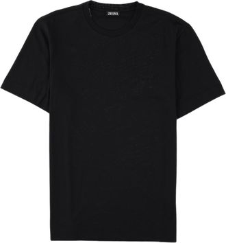 Ermenegildo Zegna Minimalist Crew Neck Black Cotton T-Shirt