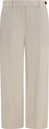 Brunello Cucinelli Womens Cigarette Pants Viscose-Linen Cream Viscose; Other Fibres Trousers