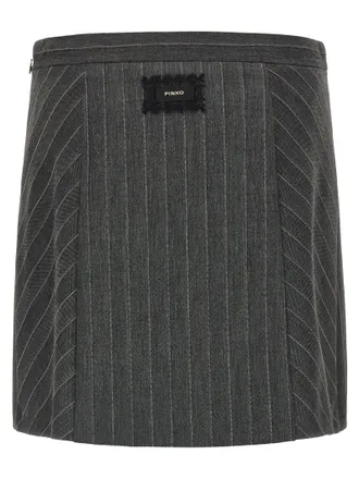 Pinko Pinstripe Flared Skirt - gray