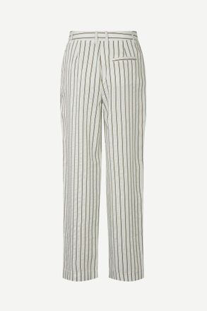 Sams&oslash;e & Sams&oslash;e Striped Viscose-Blend Trousers - White