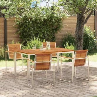 vidaXL Conjunto De Comedor De Jard&iacute;n 5 Pcs Madera S&oacute;lida De Acacia Vidaxl