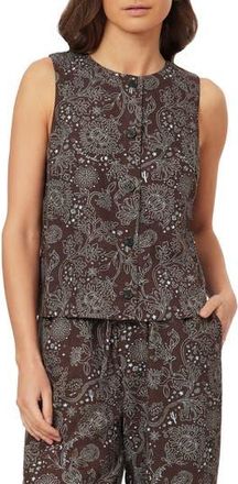 Scotch & Soda Sleeveless Linen Blend Button-Up Shirt in Hot Fudge All-Over Bandana at Nordstrom Rack, Size X-Small