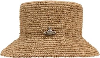 Vivienne Westwood Hats, female, Beige, Size: M Raffia Bucket Hat