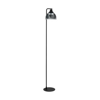 Loops Floor Lamp Light Black Shade Black Transparent Glass Vaporized Bulb E27 1x60W