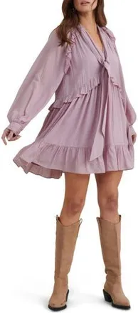 Nobody's Child Bohana Long Sleeve Ruffle Minidress in Purple at Nordstrom Rack, Size 10