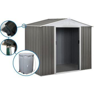 Habitat et Jardin Cobertizo De Jard&iacute;n De Metal dallas - 4,07 M&sup2; Con Canal&oacute;n Y Colector De Agua
