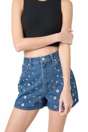 Blank NYC Reeve High Rise Studded Short In Silver Dreams