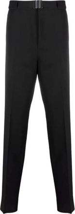 Givenchy Broeken, Heren, Zwart, L, Wol, Wol Broek met Metalen Riem