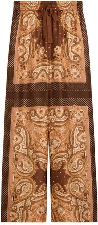 Zimmermann Luna Printed Silk Track Pants - Brown - 4 (UK 16 / XL)