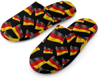 Generic Waving German Flag Mens Cotton Slippers Memory Foam Comfort House Shoes Winter Indoor Slipper for Hotel Casa Spa