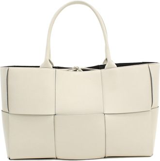 Bottega Veneta White Leather Pouch Tote Bag (Pre-Owned)