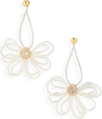 Natasha Beaded Flower Drop Earrings in Gold/White at Nordstrom Rack