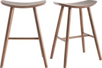 Miliboo Set De 2 Taburetes De Cocina De Nogal 65 Cm Demory