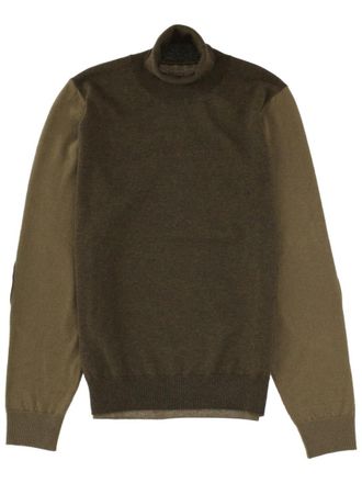 Maison Margiela Khaki Color Block Turtle Neck Sweater
