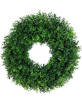 Nearly Natural 18In Pre-Lit Artificial Boxwood Wreath With 25 Warm White Led Lights