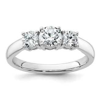 Diamond2Deal 14k Gold Lab Grown Diamond 3-Stone Wedding Band Ring 1Ct Clarity- VS Color- D-E