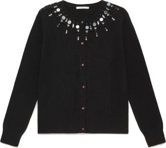 Maliparmi Wollemborduurvest - Dames - Vesten - Zwart - S - Wol - Truien & Vesten