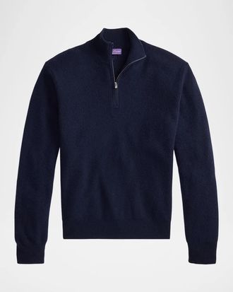 Ralph Lauren Purple Label Men & apos;s Textured Cashmere Quarter-Zip Sweater
