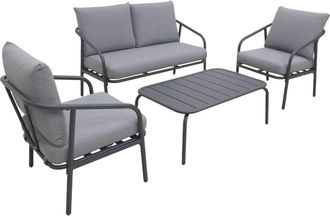 Sweeek Conjunto de muebles de jard&iacute;n de metal de 4 plazas, antracita