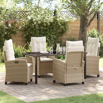 vidaXL Vidaxl - Conjunto De Comedor De Jard&iacute;n 5 Pcs Beige Rat&aacute;n Sint&eacute;tico