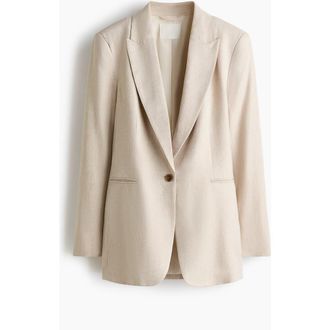H&M Linen-blend Blazer in Light Beige at Nordstrom, Size Xx-Small
