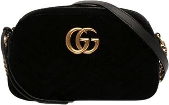 Gucci Pre-owned Cross Body Bags, female, Black, Size: ONE SIZE Pre-owned Velvet Crossbody Bag