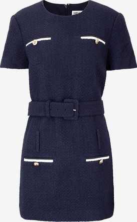 Self Portrait Kurzarm-Boucl&eacute;-Tweed-Minikleid mit kurzen &Auml;rmeln