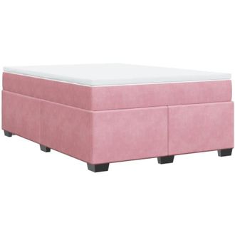 vidaXL Vidaxl - Cama Box Spring Con Colch&oacute;n Terciopelo Rosa 140x190 Cm